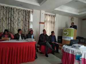 Mr.Siva-Narayan-Chaudhary-,Secretory-of-MOLMAC-Surkhet-presenting-paper-on-workshop
